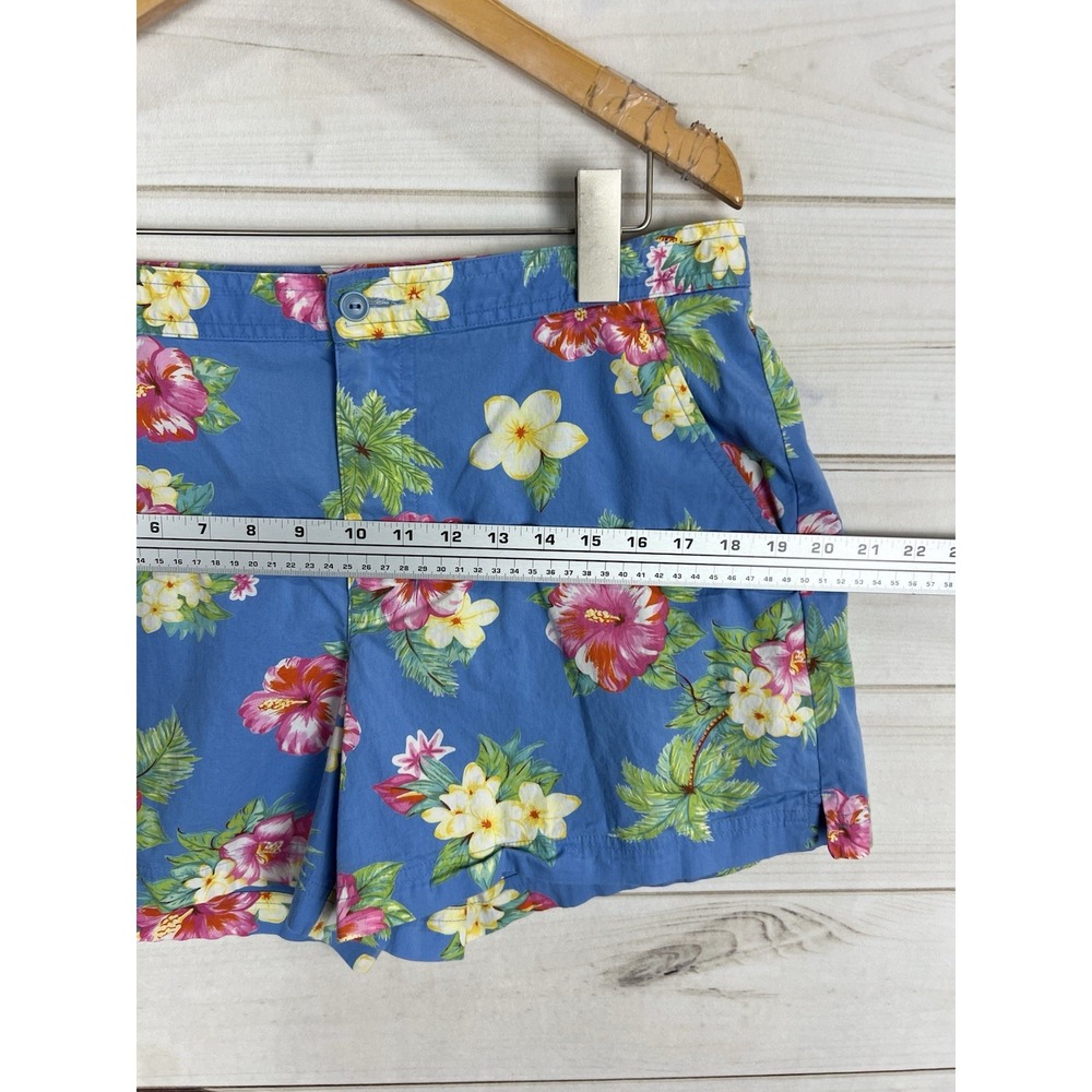 VTG Ralph Lauren Shorts Womens 12 Floral Blue Stretch Pockets Tropical logo - Picture 6 of 8